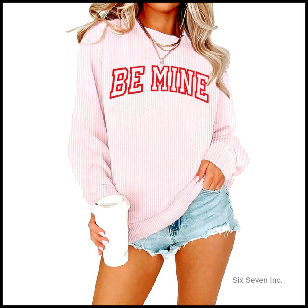 Valentine Heart Graphic Sweatshirt Lightweight Long Sleeve Pullover Casual